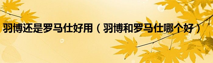 羽博还是罗马仕好用（羽博和罗马仕哪个好）