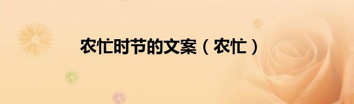 农忙时节的文案（农忙）