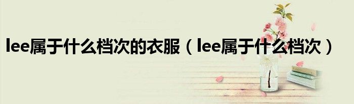 lee属于什么档次的衣服(lee属于什么档次)