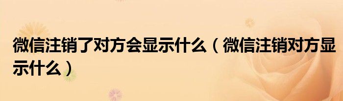 微信注销了对方会显示什么（微信注销对方显示什么）