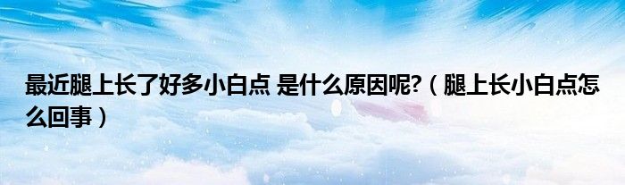 最近腿上长了好多小白点 是什么原因呢?（腿上长小白点怎么回事）