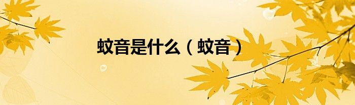 蚊音是什么（蚊音）