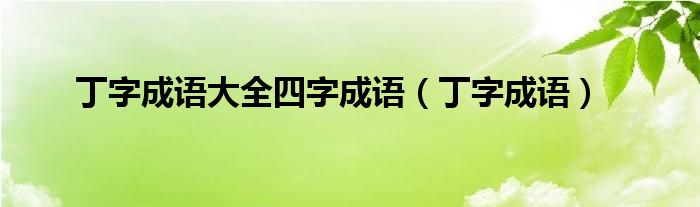 丁字成语大全四字成语（丁字成语）