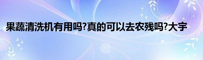 果蔬清洗机有用吗?真的可以去农残吗?大宇