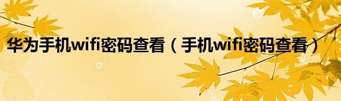 华为手机wifi密码查看（手机wifi密码查看）