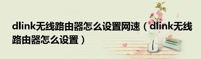 dlink无线路由器怎么设置网速（dlink无线路由器怎么设置）