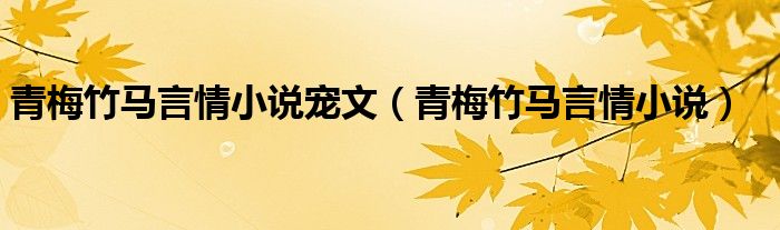 青梅竹马言情小说宠文(青梅竹马言情小说)