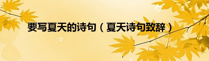 要写夏天的诗句（夏天诗句致辞）