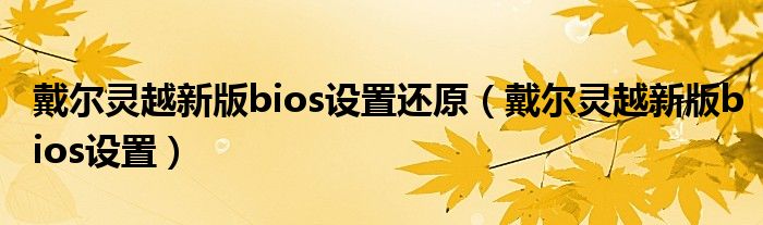 戴尔灵越新版bios设置还原（戴尔灵越新版bios设置）