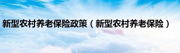新型农村养老保险政策（新型农村养老保险）