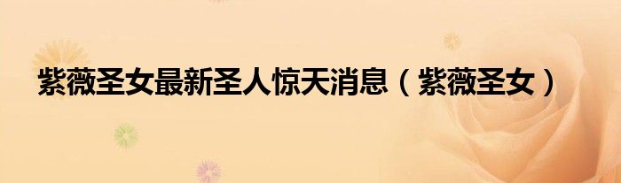 紫薇圣女最新圣人惊天消息(紫薇圣女)