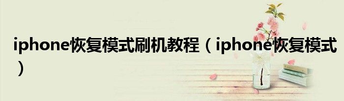 iphone恢复模式刷机教程(iphone恢复模式)