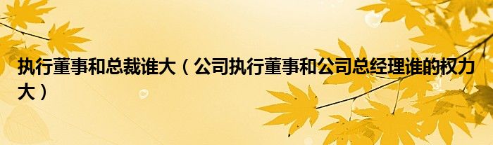 执行董事和总裁谁大（公司执行董事和公司总经理谁的权力大）