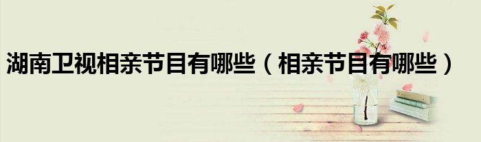 湖南卫视相亲节目有哪些（相亲节目有哪些）