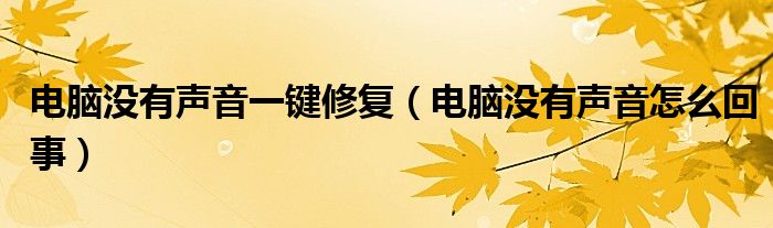 电脑没有声音一键修复（电脑没有声音怎么回事）