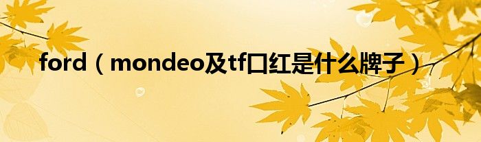 ford（mondeo及tf口红是什么牌子）